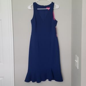 Betsey Johnson royal blue dress with skirt ruffle. 003S